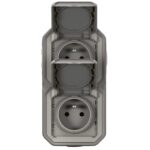 LEGRAND - Plexo GP double prise verticale complet IP55 - gris - 070013