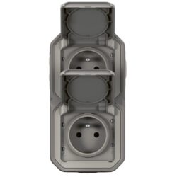 LEGRAND - Plexo GP double prise verticale complet IP55 - gris - 070013