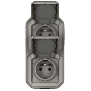 LEGRAND - Plexo GP double prise verticale complet IP55 - gris - 070013