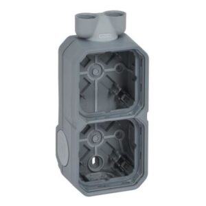 Boîtier étanche gris vertical 2 postes avec deux compartiments et entrée de câbles supérieure
