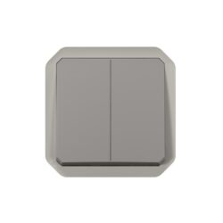 Détails visibles de Double interrupteur va-et-vient ou poussoir IP55 gris pour Interrupteurs étanches