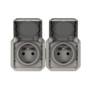 LEGRAND - Plexo prise 2x2P+T horizontal mécanisme IP55 IK08 gris - 069562L
