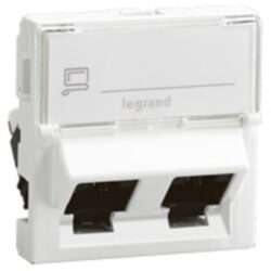 Prise double RJ45 Cat 6 FTP 45° LCS2, finition blanc