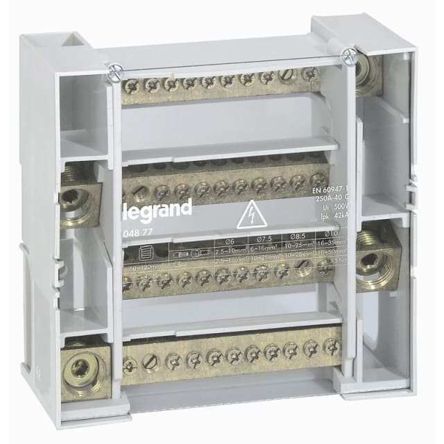 LEGRAND - Répartiteur modulair - 4p - 250A - 12 connexions - 42 kA - 9 modules - 004877 LEGRAND - Répartiteur modulair - 4p - 250A - 12 connexions - 42 kA - 9 modules - 004877