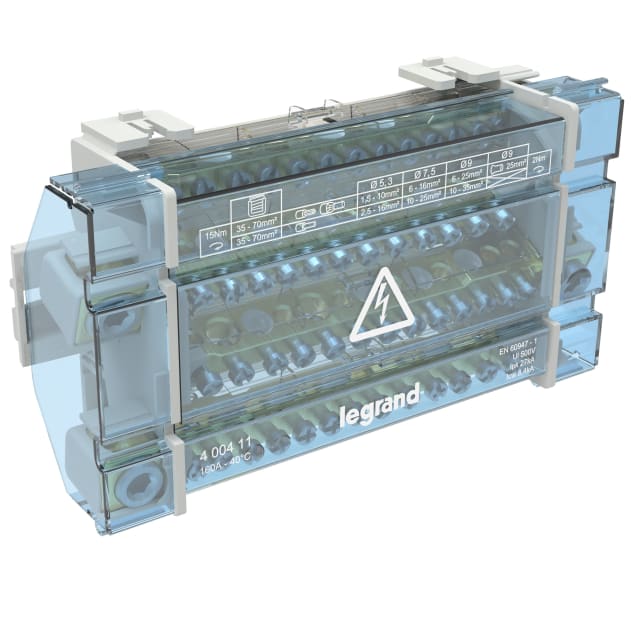 LEGRAND - Répartiteur modulaire 4P 160A - 15 connexions à vis - 27kA - 10 modules - 400411 LEGRAND - Répartiteur modulaire 4P 160A - 15 connexions à vis - 27kA - 10 modules - 400411