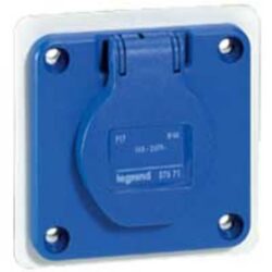 LEGRAND - Socle droit entr.u. P17 Tempra bleu - 250 V - 16 A - 2 P + T - 057671