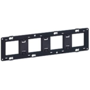 Support à vis noir 10 modules pour appareillage Mosaic, percé pour fixation des mécanismes