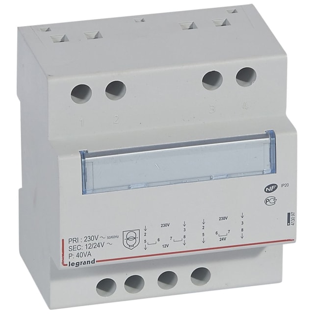 LEGRAND - Transfo sec. 12/24V - 40VA 5 modules - 413097 LEGRAND - Transfo sec. 12/24V - 40VA 5 modules - 413097