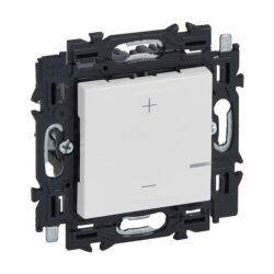 Variateur LED 2 fils 125W blanc à griffes avec plaque centrale et cadre de fixation noir