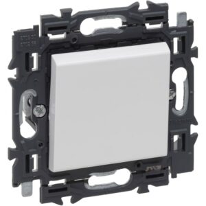 Interrupteur unipolaire blanc mat avec mécanisme et support noir
