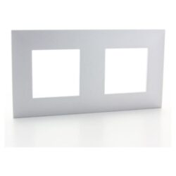 Plaque de finition aluminium chrome pour deux postes horizontaux entraxe 71 mm