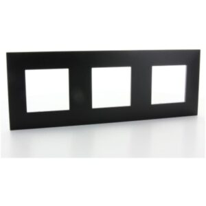 Plaque horizontale noire 3 postes avec trois ouvertures carrées