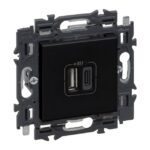 LEGRAND - Valena Next prise USB double type A+C appareil complet noir à griffes - 741736