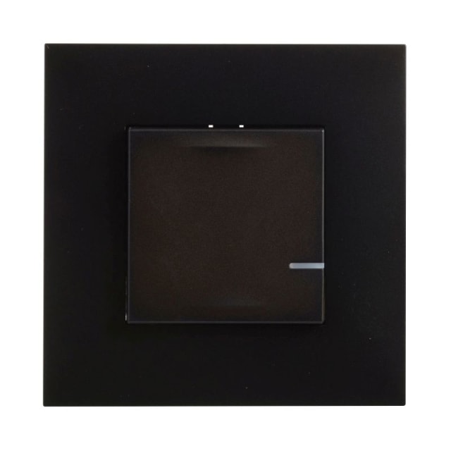 LEGRAND Valena Next commande sans fil noir Commande sans fil éclairage noir carré avec bouton central et petit repère lumineux