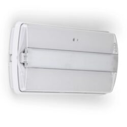 Bloc de secours LED blanc mural avec boîtier compact et diffuseur rectangulaire