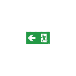 Pictogramme LED vert sortie de secours gauche avec flèche et coureur