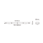 Réglette LED étanche 120 cm 36W IP65 IK08 dimensions 1210 x 75 x 82 mm