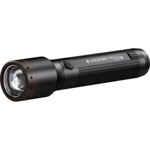 Lampe torche rechargeable noire avec tête large et grip texturé