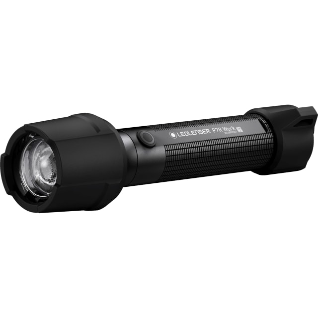 Ledlenser WORK & PROFESSIONAL - FLASHLIGHTS Lampe de poche P7R Work Lampe torche noire rechargeable avec tête large et bouton latéral, format professionnel robuste