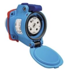 Prise Decontactor DSN3 socle bleu 32A 440V, configuration visible