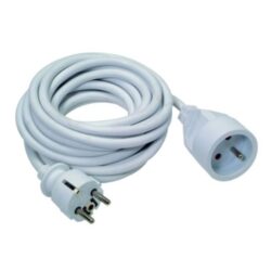Rallonge électrique blanche 3G1,5 de 10 m avec fiche et prise femelle