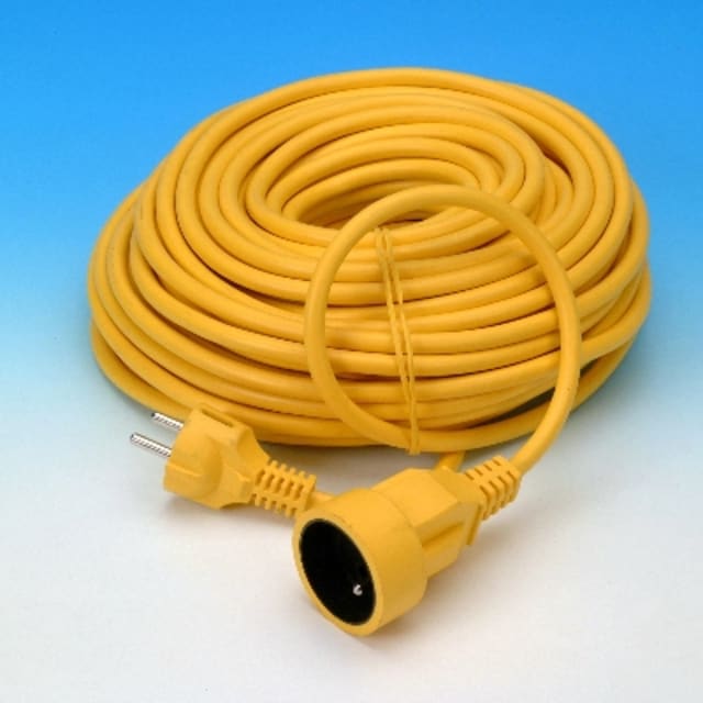 MEERV.KONTAKTDOZEN + SNOEREN 2 Rallonge électrique 3G1,5 jaune 20 m Rallonge électrique jaune 3G1,5 de 20 m avec prise et fiche mobiles