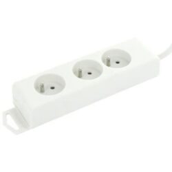 Détails visibles de Bloc multiprise 3 prises 16A avec cordon 3 m blanc pour Multiprises