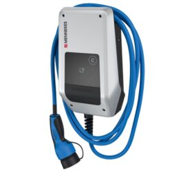 Borne de recharge murale 22 kW Type 2 avec câble et connecteur bleu