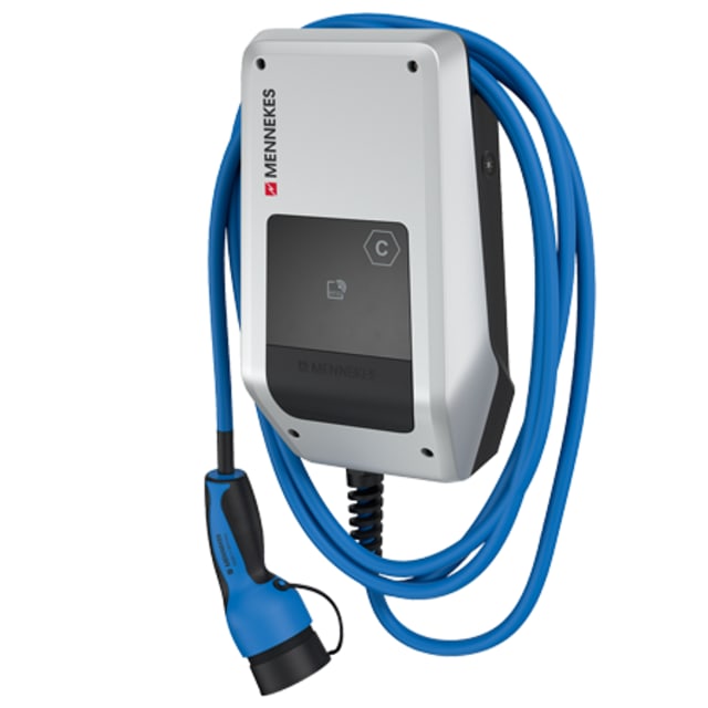 MENNEKES Borne recharge Type 2 Borne de recharge murale 22 kW Type 2 avec câble et connecteur bleu