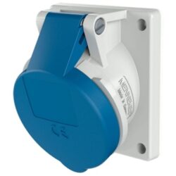 Détails visibles de Prise encastrable 16A 230V IP44 bleue 3P 6H inclinée 20° pour Prises à encastrer CEE