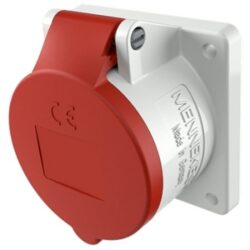 Détails visibles de Prise à encastrer 16A 5 broches 400V IP44 rouge M3385 pour Prises à encastrer CEE