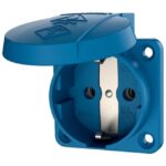 MENNEKES - Prise à encastrer SCHUKO 16A 2P+T 230V bleu/gris IP54 avec couvercle rabattable - M11031