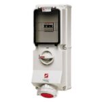 MENNEKES - Prise murale interruptible DUO 63A 4P 6H 400V rouge IP67