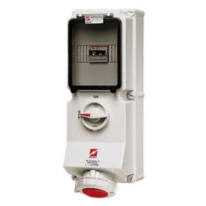 MENNEKES - Prise murale interruptible DUO 63A 4P 6H 400V rouge IP67