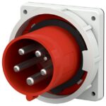 MENNEKES - Socle connecteur à encastrer 63A 5P 6H 400V rouge IP67
