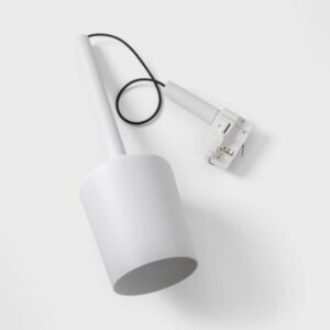 Suspension sur rail blanche avec abat jour tulipe et adaptateur rail E27