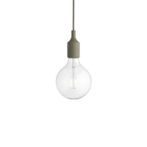 Suspension E27 en silicone olive avec ampoule LED et câble vertical