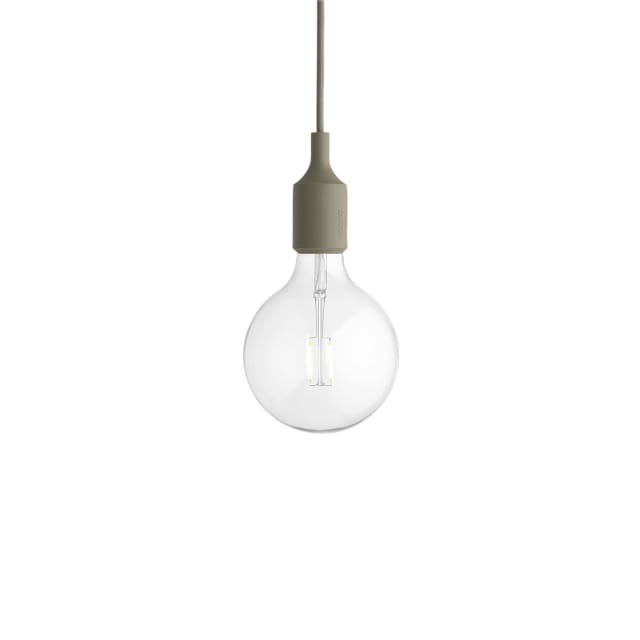 MUUTO Suspension E27 olive Suspension E27 en silicone olive avec ampoule LED et câble vertical