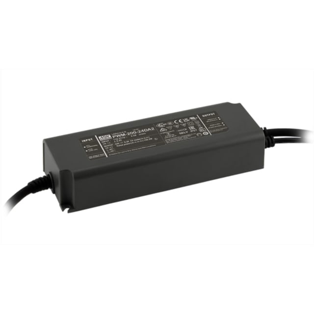 Alimentation LED Mean Well PWM-200-24DA2 Bloc alimentation LED noir 200W 24V avec câble et boîtier rectangulaire pour rubans LED