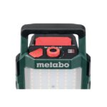 Projecteur LED sans fil vert avec poignée noire et panneau lumineux frontal