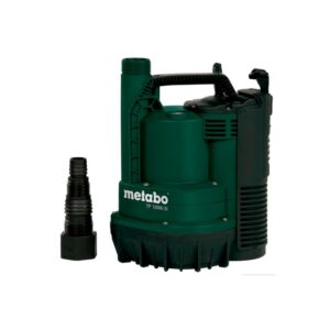 Pompe immergée eaux claires avec raccord coudé noir et corps vert