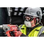 Lunettes masque ventilées claires avec casque de protection et masque respiratoire