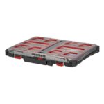 Organiseur fin Packout gris avec couvercle transparent et loquets rouges
