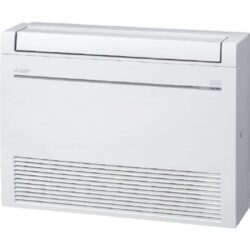 Unité intérieure console compacte blanche avec grille basse et panneau supérieur lisse