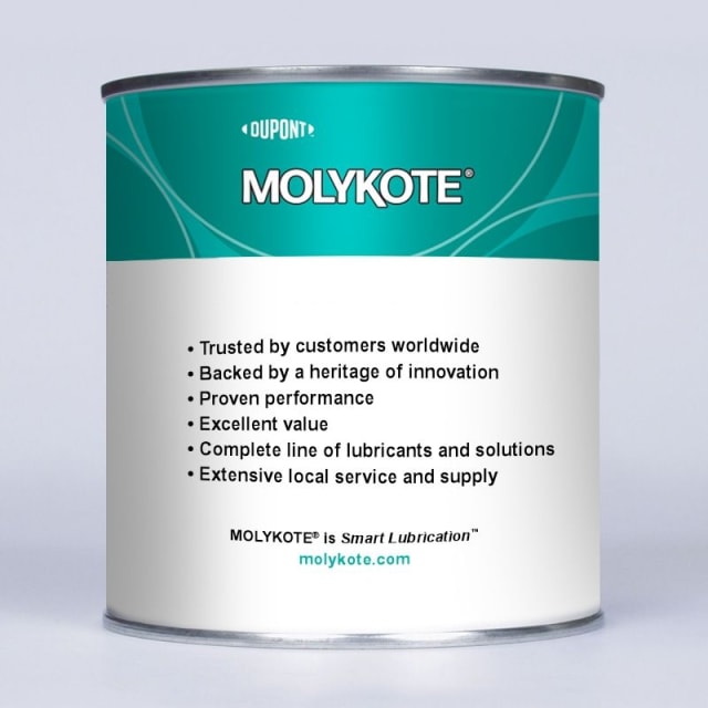 Molykote Lubrifiant pour joints toriques Boîte métallique de lubrifiant pour joints toriques Molykote blanche et verte avec logo Dupont