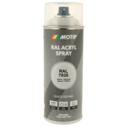 Peinture aérosol gris clair RAL 7035, dimensions 19,5 × 6,8 × 6,8 cm