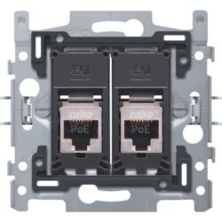 Double prise RJ45 STP Cat 6 PoE++, configuration visible