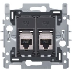 Détails visibles de Double prise RJ45 STP Cat 6A PoE++ 60x71 griffes pour Prises RJ45 / réseau