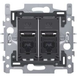 Détails visibles de Double prise RJ45 UTP Cat6 PoE 60x71 à griffes pour Prises RJ45 / réseau