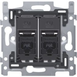 Détails visibles de Double prise RJ45 UTP Cat 6 PoE à vis 60x71 pour Prises RJ45 / réseau